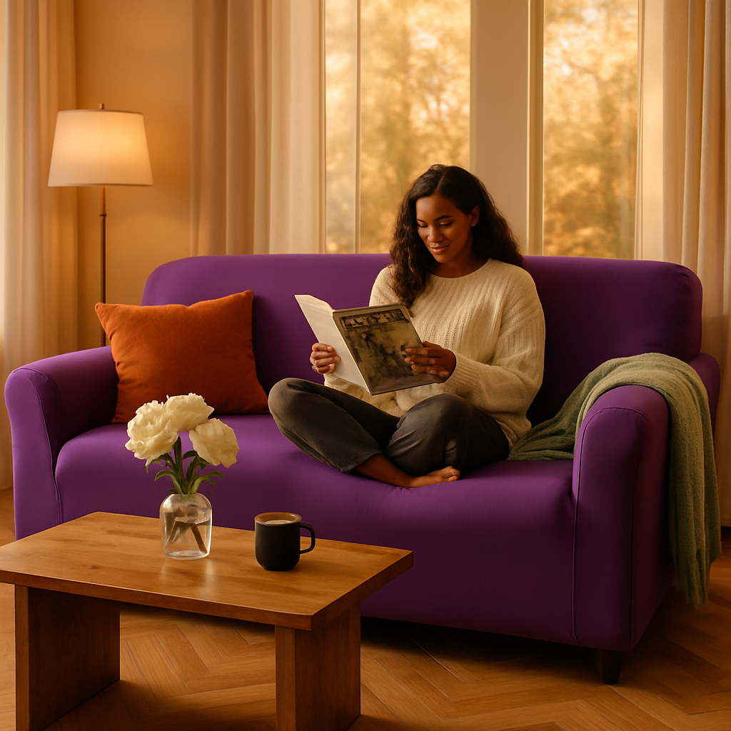 Printed Stretch Sofa Cover for 1-Seater - Slim Fit