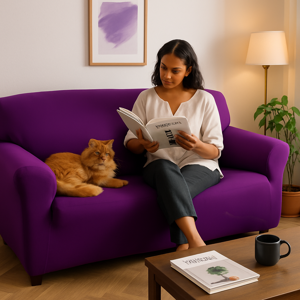 Printed Stretch Sofa Cover for 1-Seater - Slim Fit