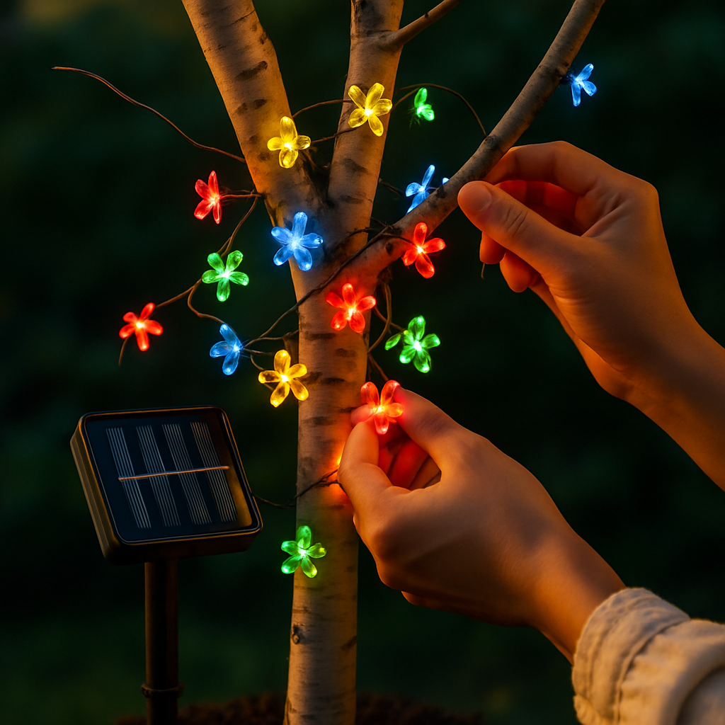 Solar Powered Flower Blossom String Lights 50 LEDs