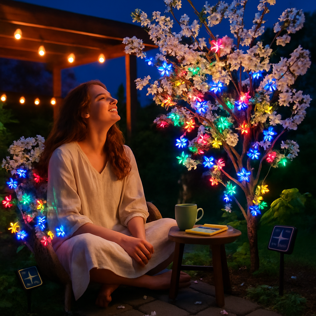 Solar Powered Flower Blossom String Lights 50 LEDs