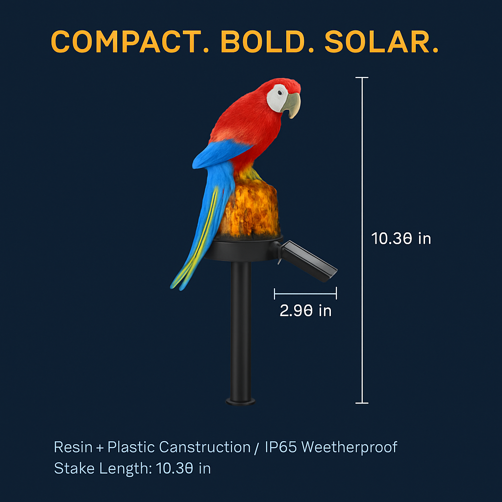 Parrot Garden Light Solar Powered LED Lamp Outdoors