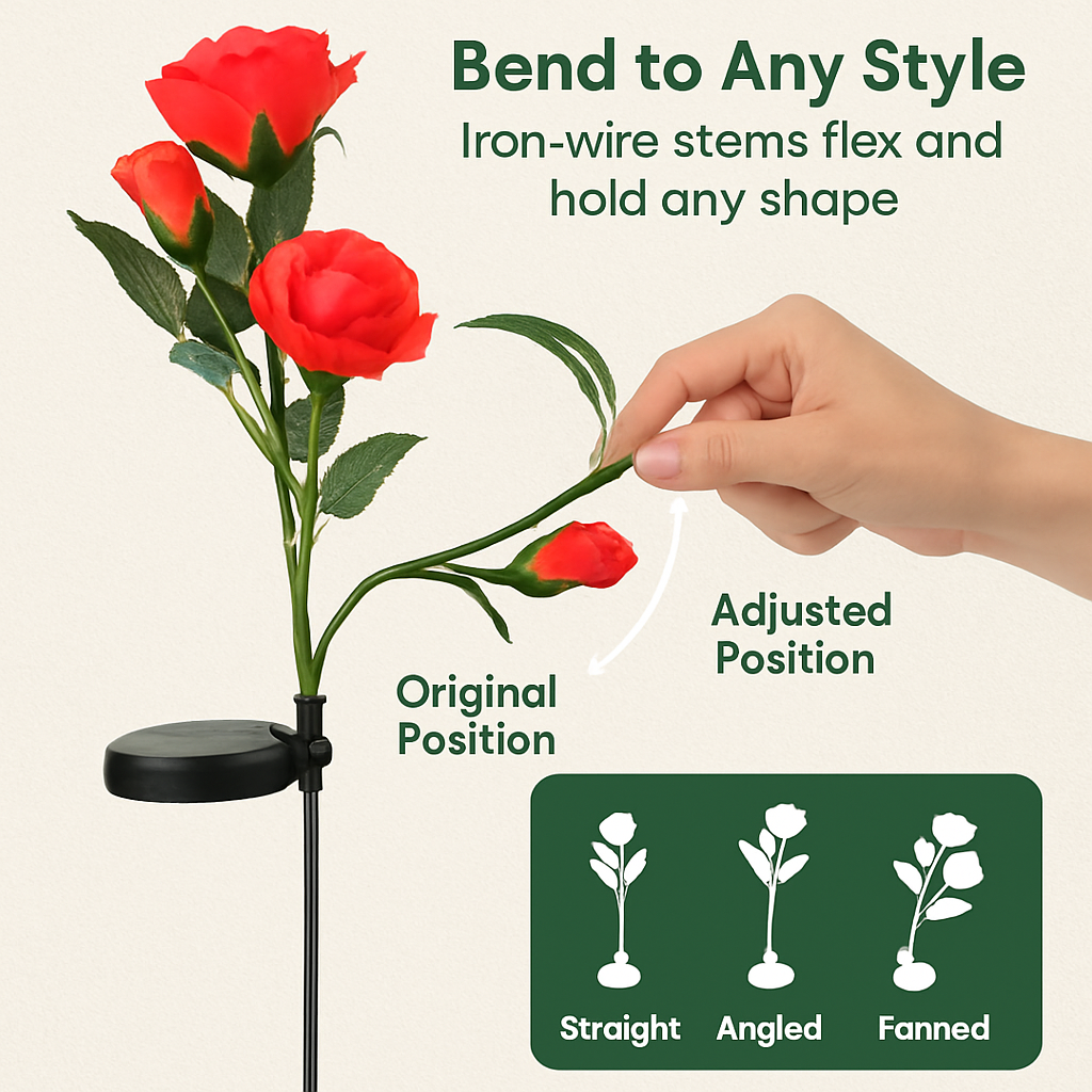 Solar Powered Rose Lights - Water-Resistant Pathway