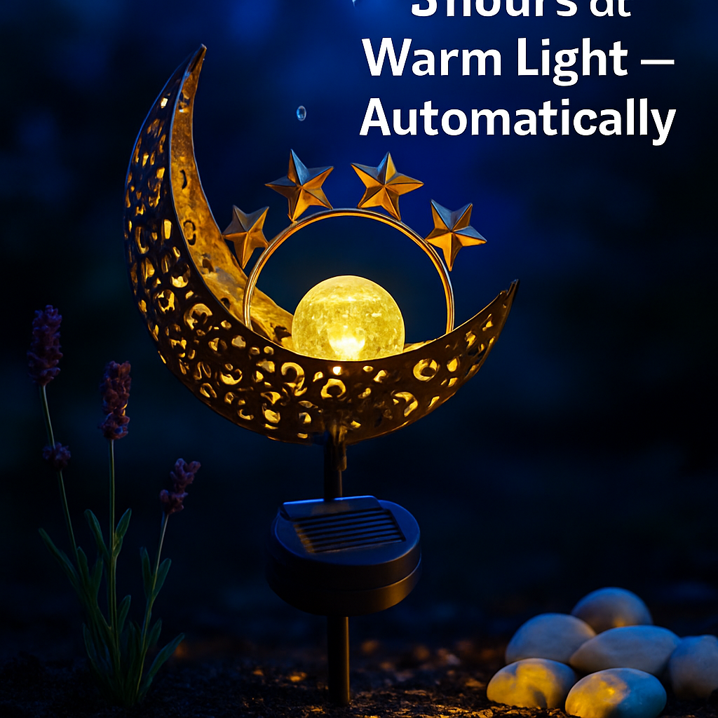 Solar Powered Sun Stake Lamp - Decorative Garden Light