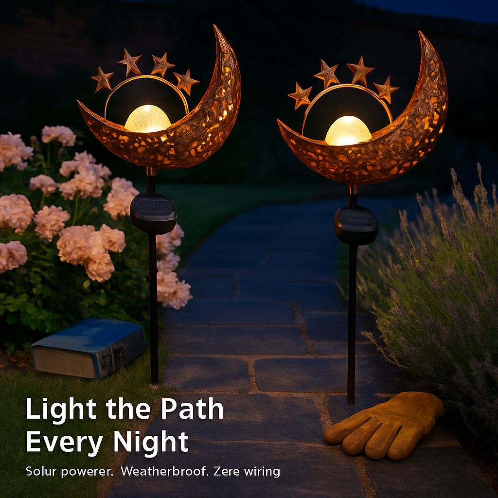Solar Powered Sun Stake Lamp - Decorative Garden Light