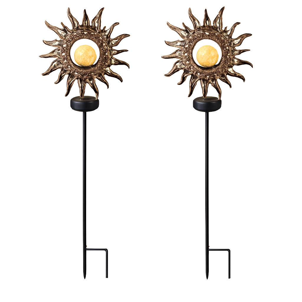 Solar Powered Sun Stake Lamp - Decorative Garden Light
