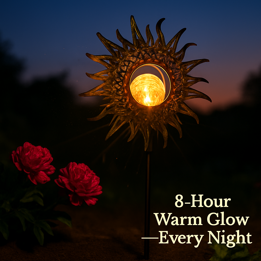 Solar Powered Sun Stake Lamp - Decorative Garden Light