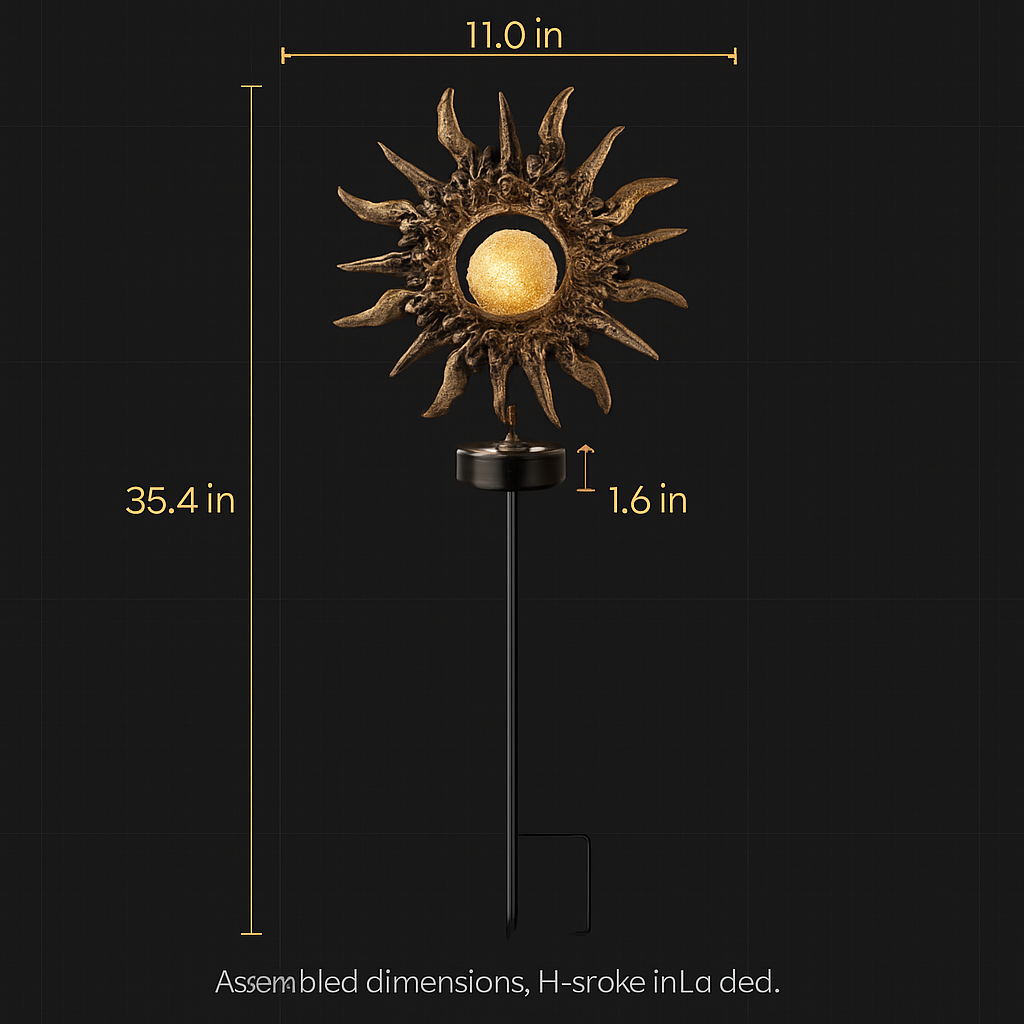 Solar Powered Sun Stake Lamp - Decorative Garden Light