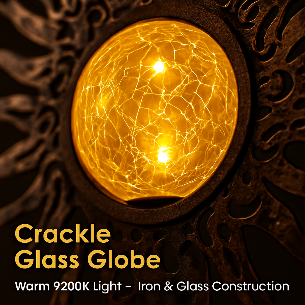 Solar Powered Sun Stake Lamp - Decorative Garden Light