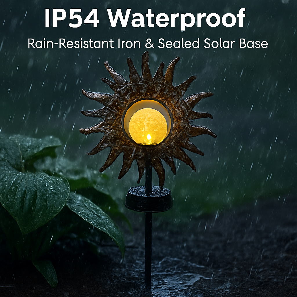 Solar Powered Sun Stake Lamp - Decorative Garden Light
