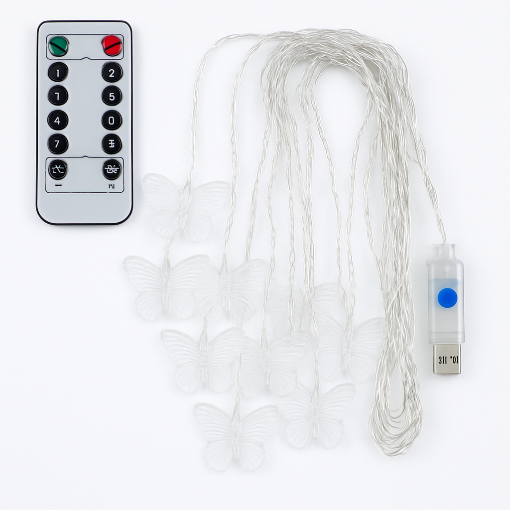 Butterfly Curtain String Lights Colorful LED Fairy Lamps