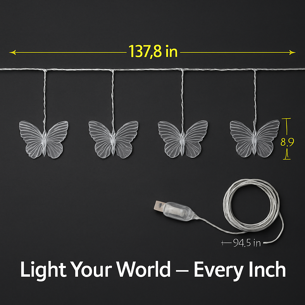 Butterfly Curtain String Lights Colorful LED Fairy Lamps