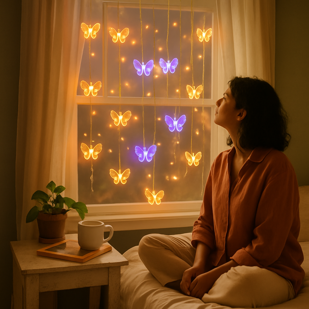 Butterfly Curtain String Lights Colorful LED Fairy Lamps