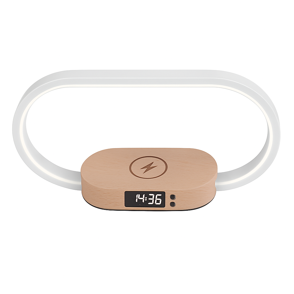 Bedside Table Lamp with Touch Control and Clock