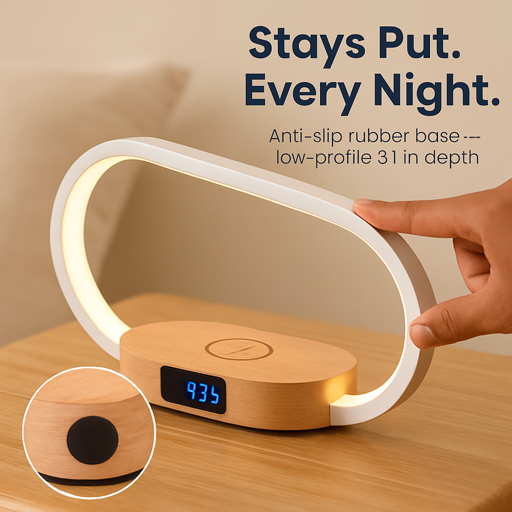 Bedside Table Lamp with Touch Control and Clock