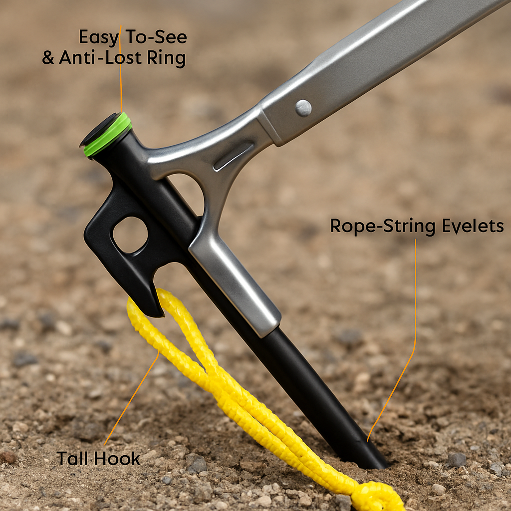 Tent Stakes Camping Hammer Tent Pegs Set for Tents