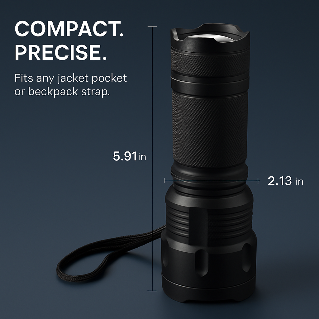 Rechargeable LED Flashlight with Zoomable Aluminum Body