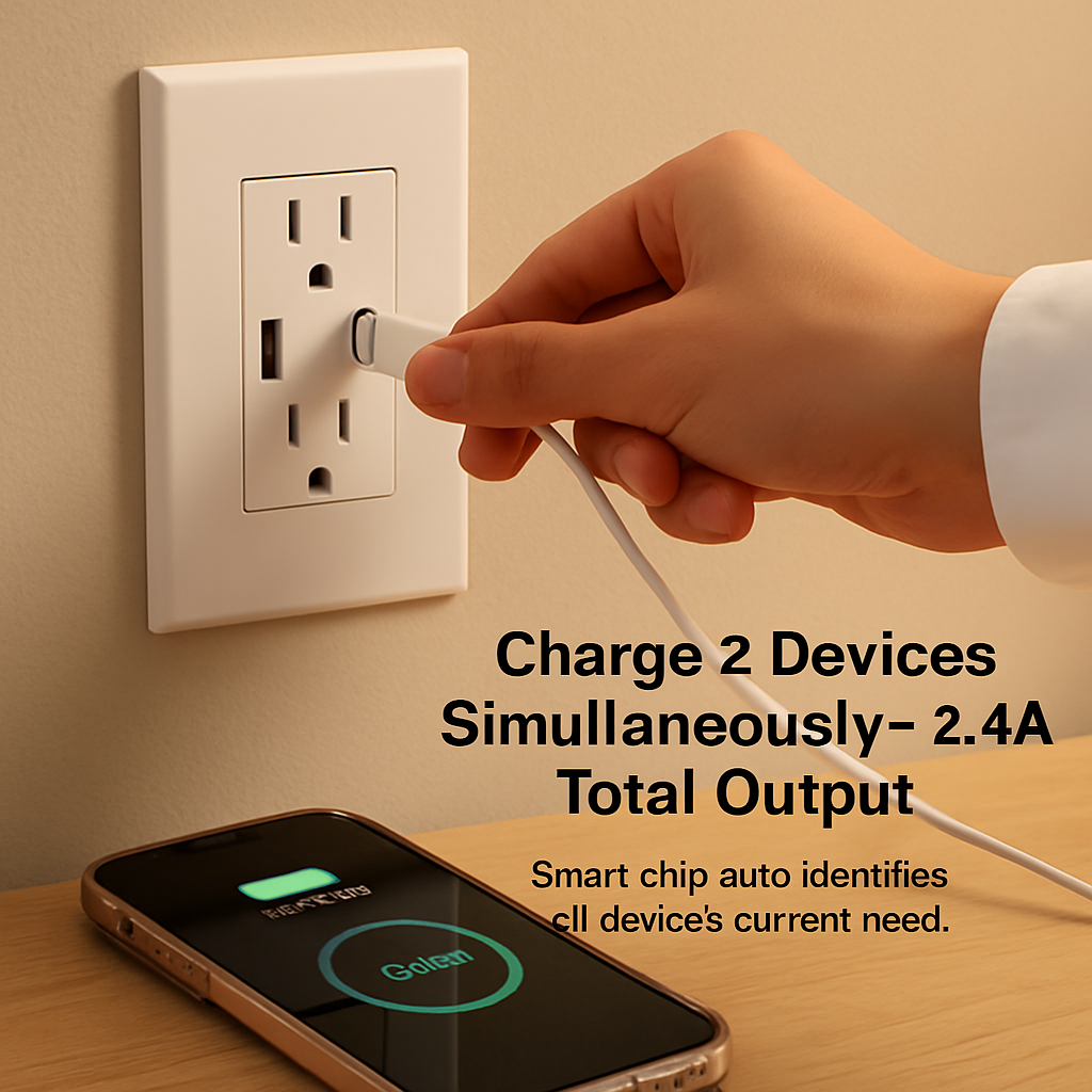Dual USB Wall Outlet Charger for Home Use