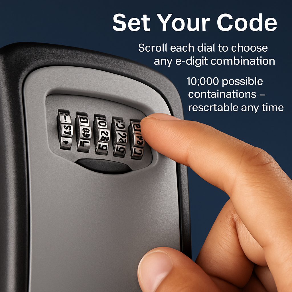 Key Lock Box with 4-Digit Resettable Code for Outdoors