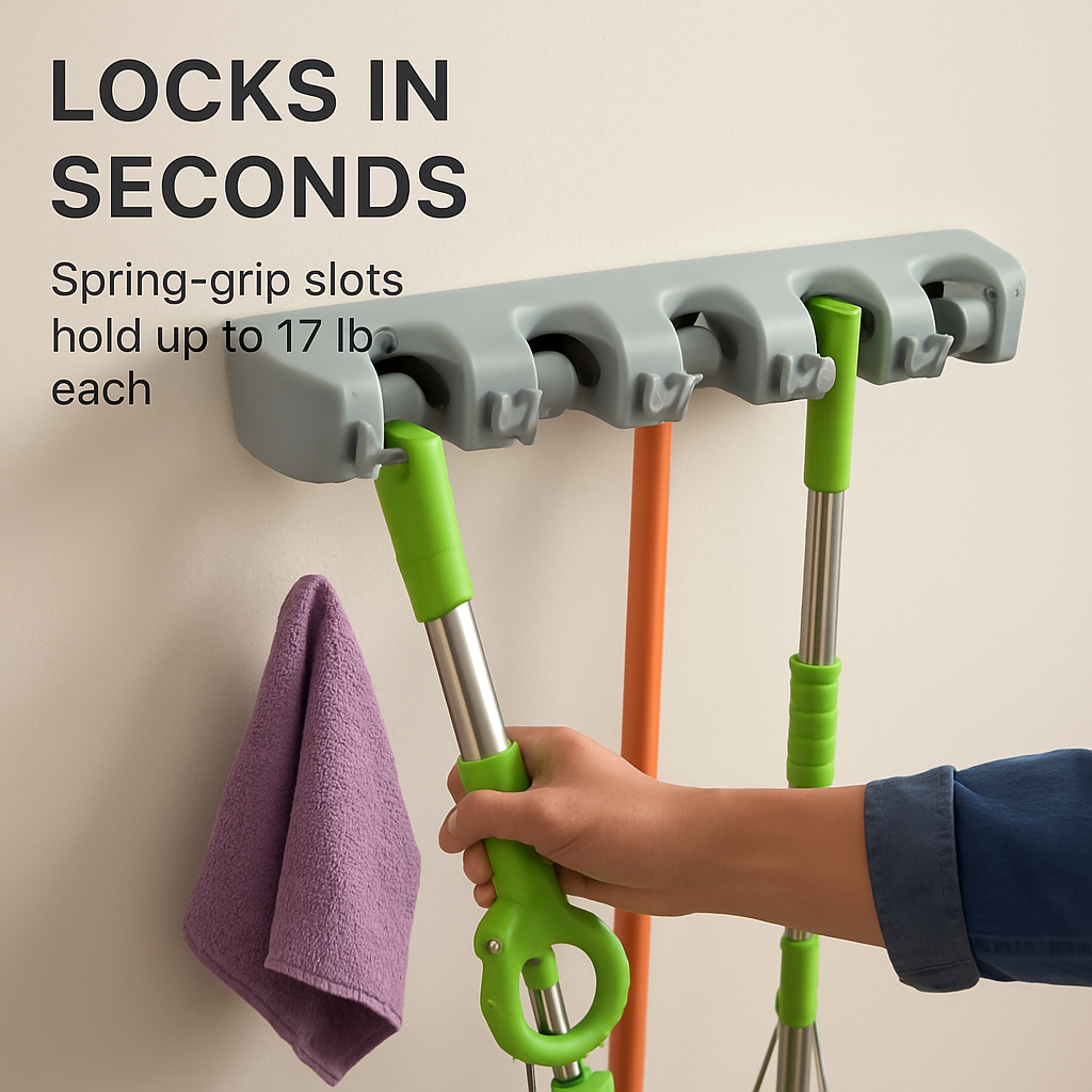 Mop Holder Wall Mount for Mops and Brooms