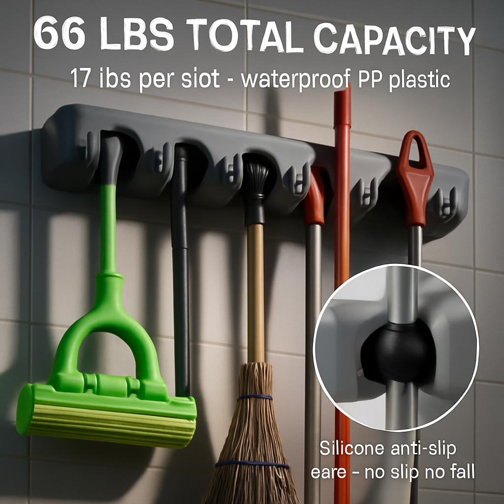 Mop Holder Wall Mount for Mops and Brooms