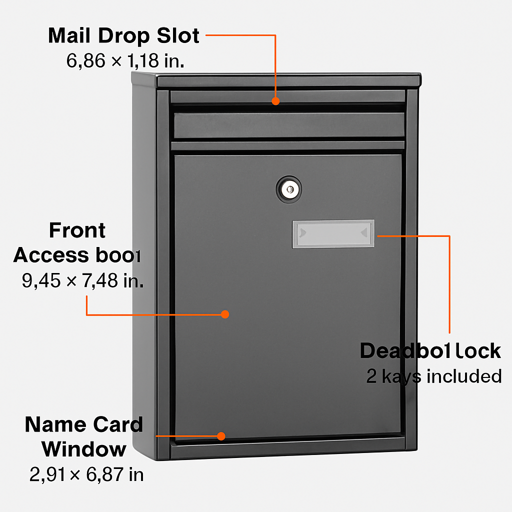 Lockable Wall Mount Mailbox for Outside Home/Office Use