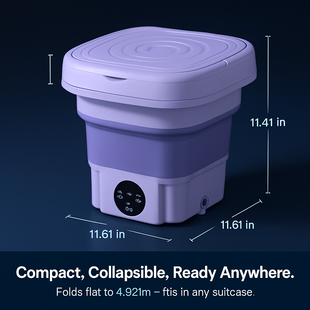 Foldable Portable Washing Machine with Drain Basket, 3 Modes