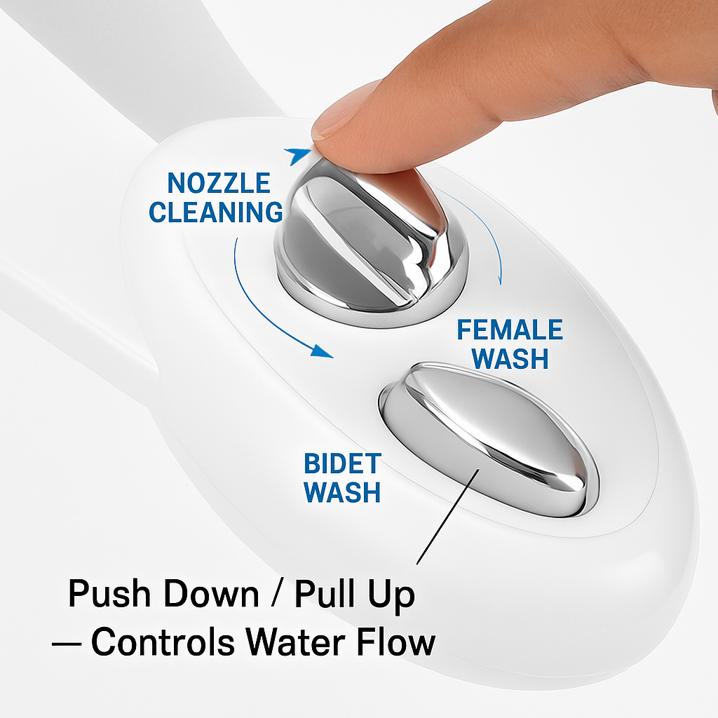 Cold Water Bidet with Self-Cleaning Dual Nozzle