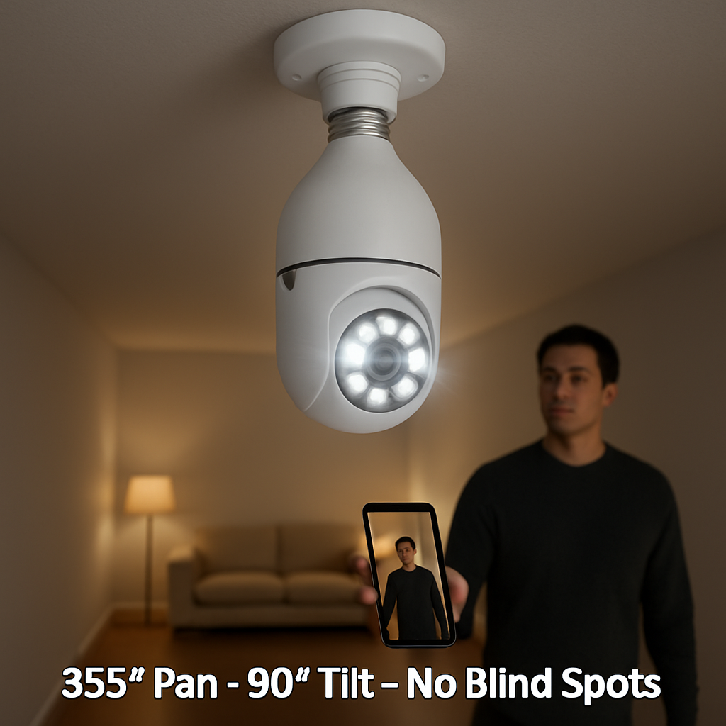 WiFi Bulb Camera with Pan Tilt and Two-Way Audio