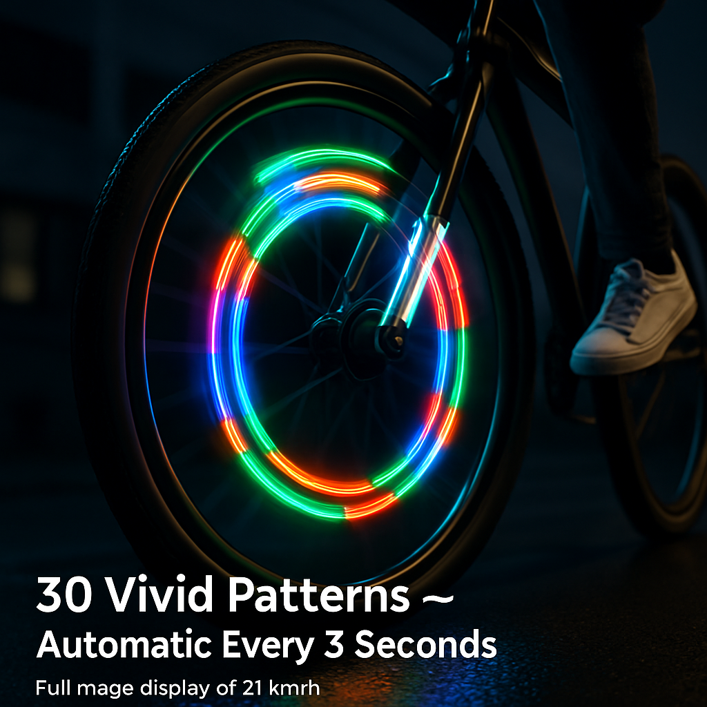 2Pcs 32LEDs Patterns Cycling Lights Rainbow Wheel Tire Flash Lamp Bicycle Colorful LED Wheel Spoke Signal Light w/ 30 Patterns