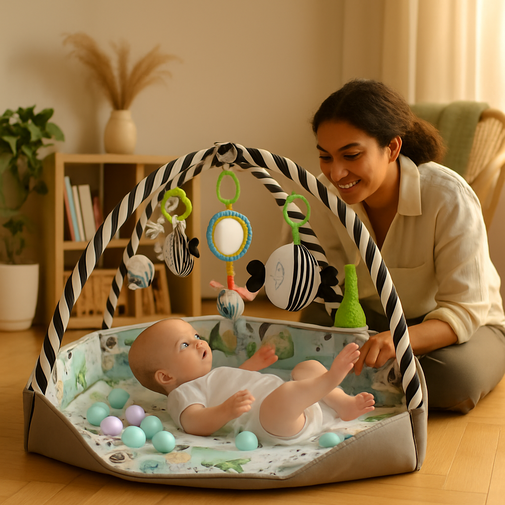 4-in-1 Baby Gym Play Mat: Lounger, Ball Pit & Fence