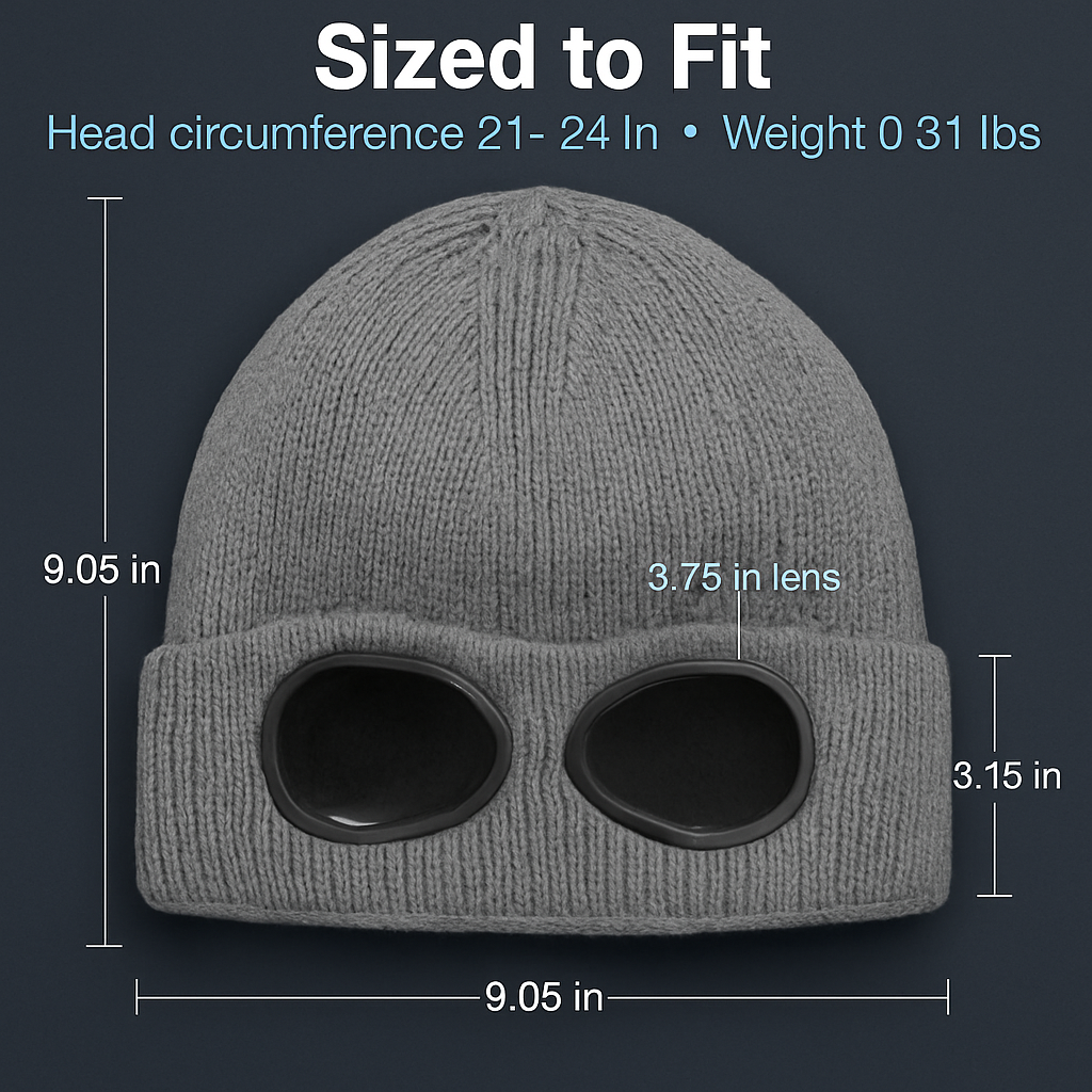 Knit Beanie Hat with Goggles for Cold Weather