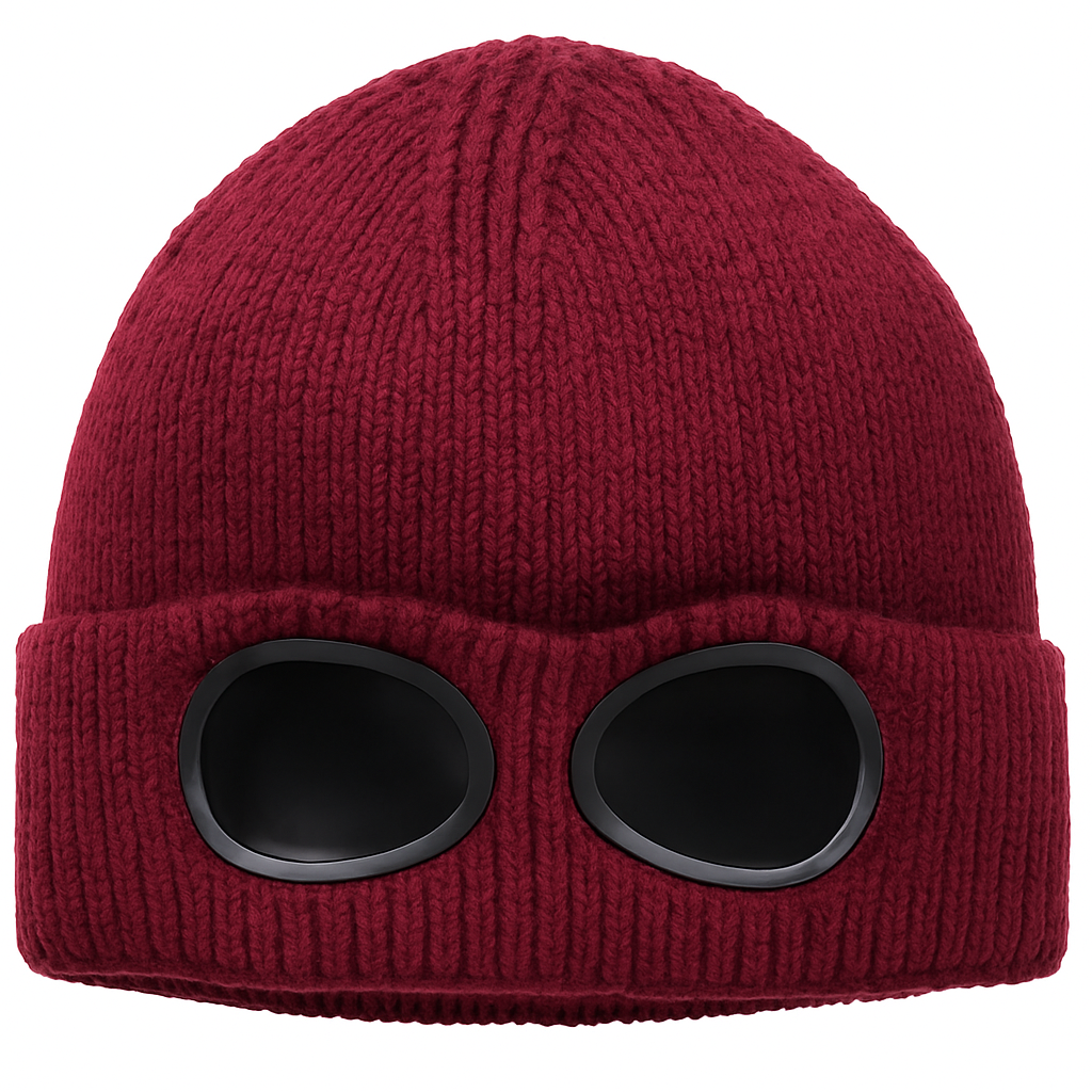 Knit Beanie Hat with Goggles for Cold Weather