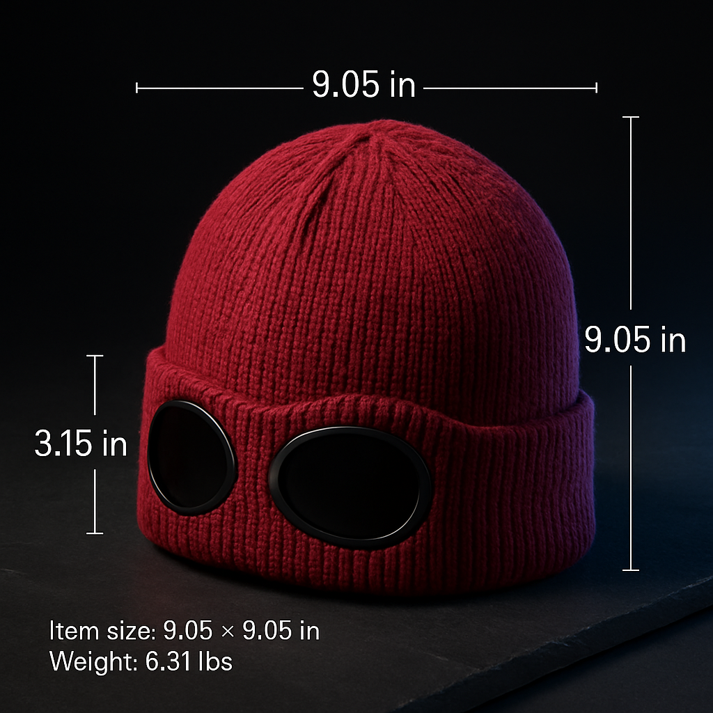 Knit Beanie Hat with Goggles for Cold Weather
