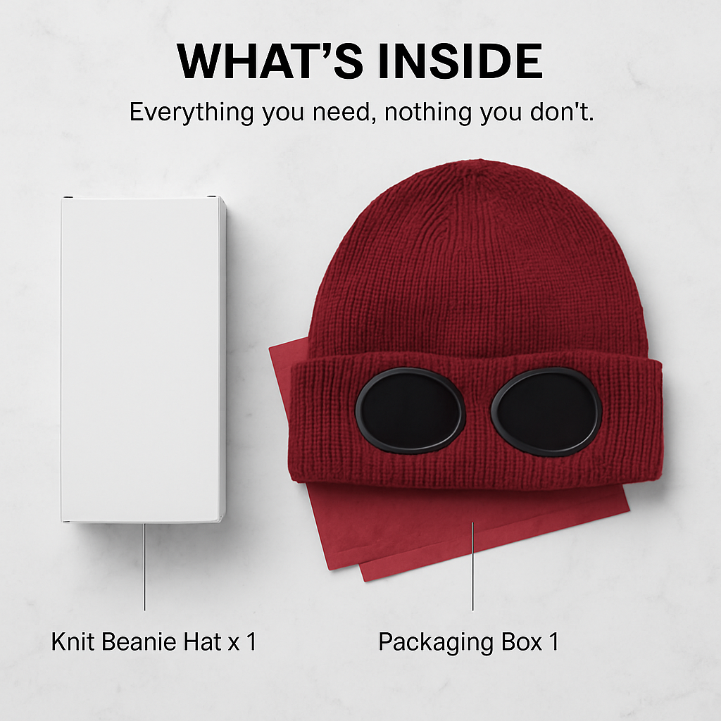 Knit Beanie Hat with Goggles for Cold Weather