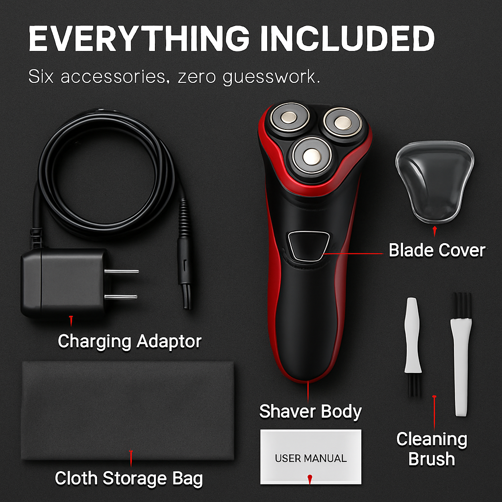 Electric Shaver with 3D Floating Heads and Pop-Up Trimmer