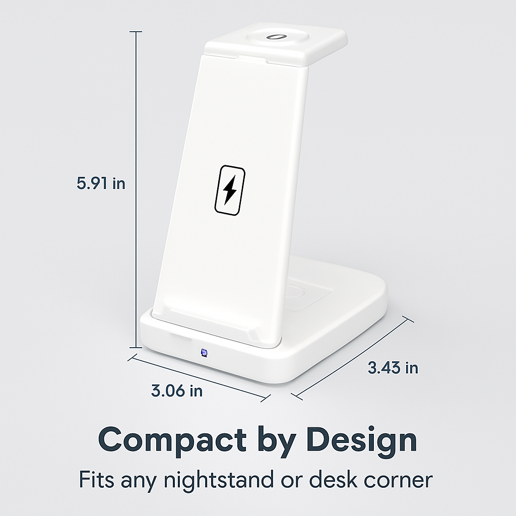 3-in-1 Wireless Qi Charger Dock for iPhone, Watch AirPods
