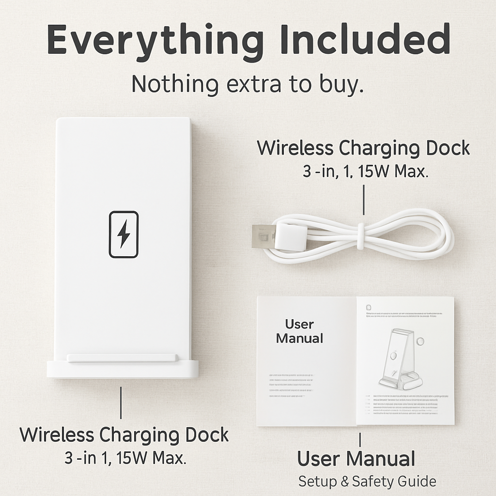 3-in-1 Wireless Qi Charger Dock for iPhone, Watch AirPods