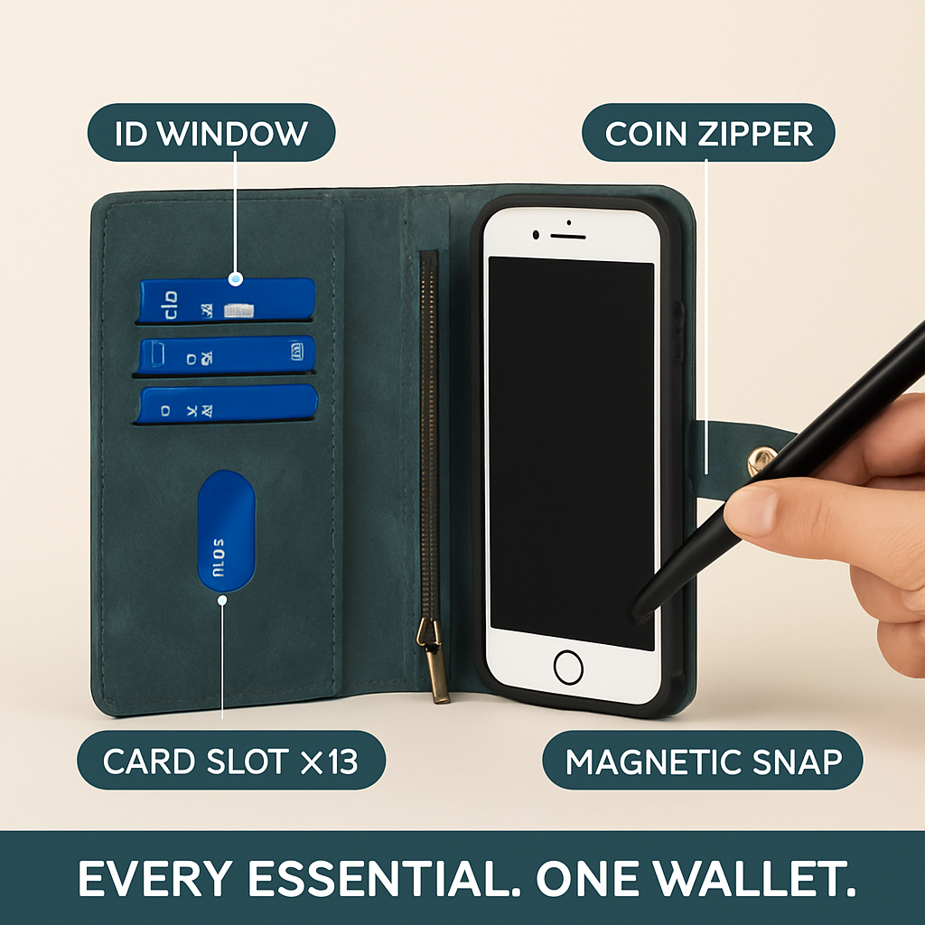 Wallet Case for iPhone 6 Plus - Slim 2-in-1 Design
