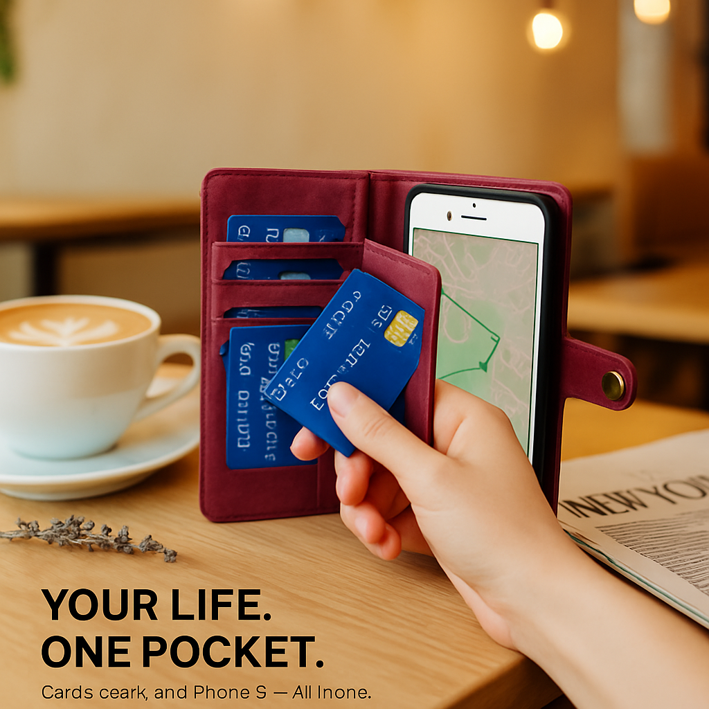Wallet Case with Detachable Phone and Card Wallet