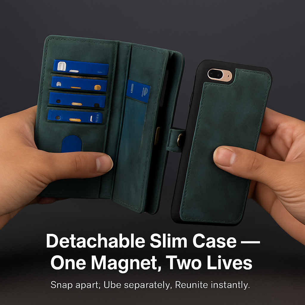 Wallet Case with Card Slot - Slim Detachable Wallet System
