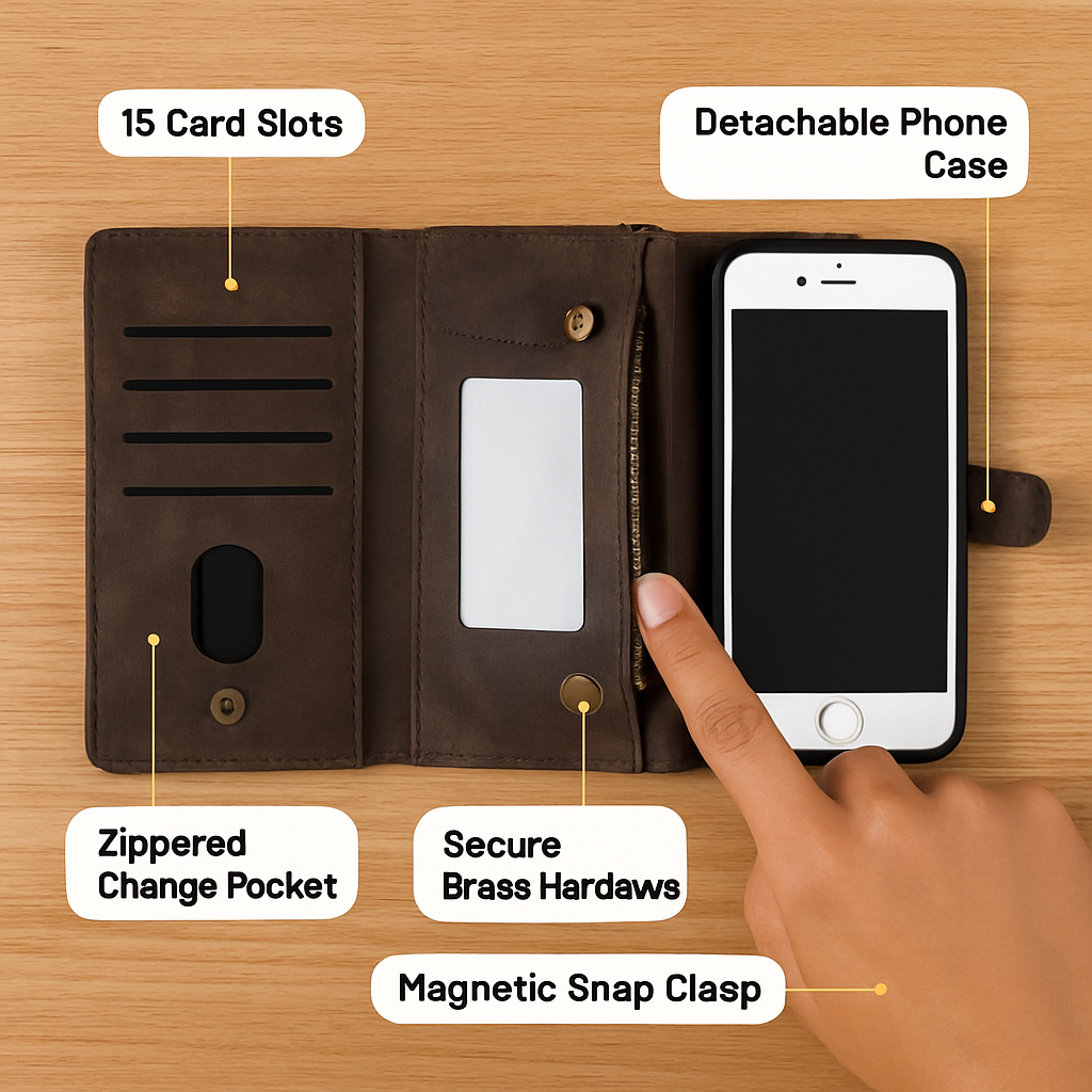 Wallet Case with Card Slot - Slim Detachable Wallet System