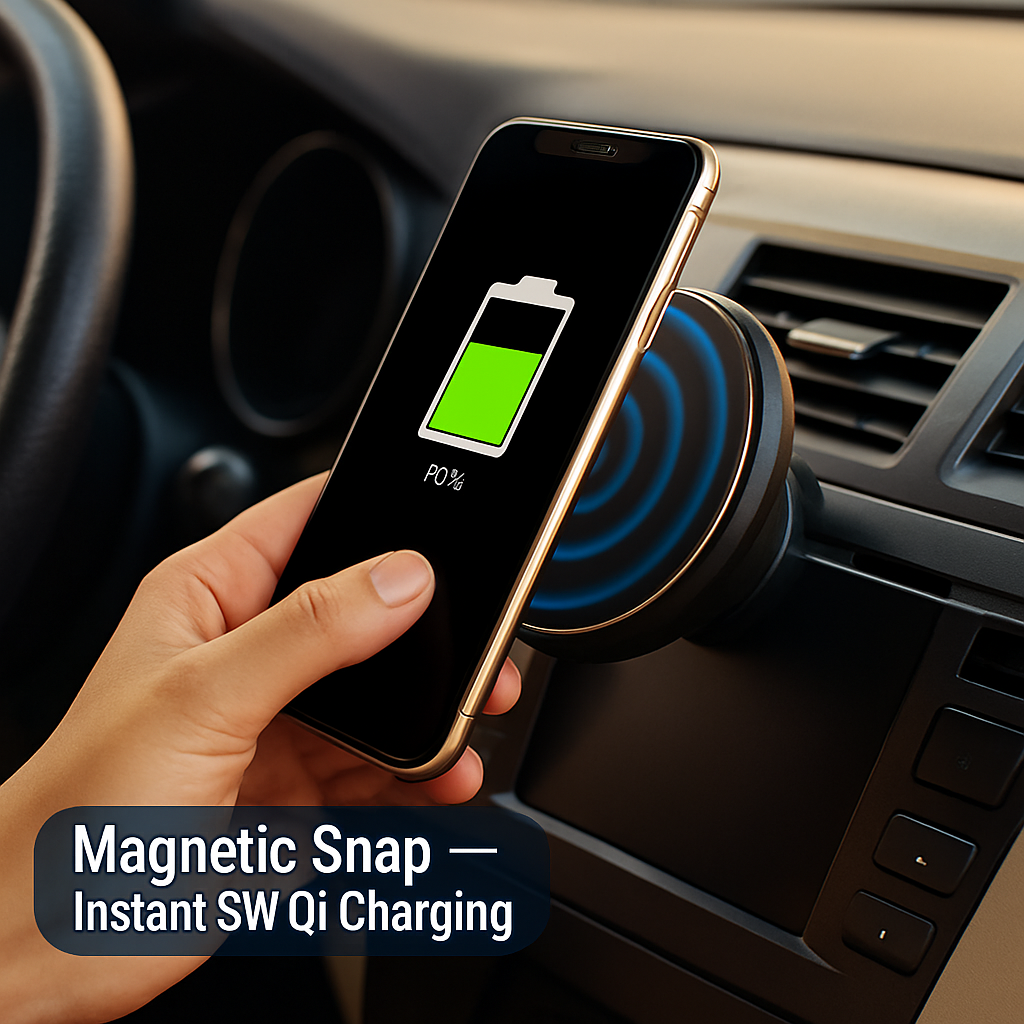 Magnetic Wireless Car Charger & Phone Holder Mount
