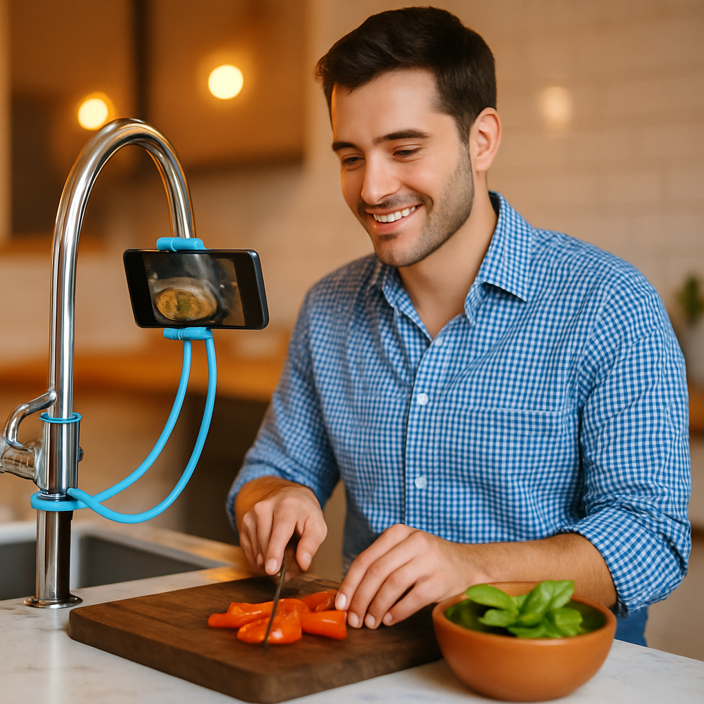 Phone Holder with Adjustable Gooseneck for Desk Setup