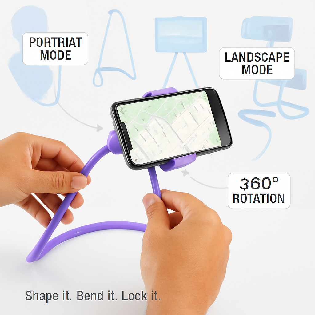 Phone Holder with Adjustable Gooseneck for Desk Setup