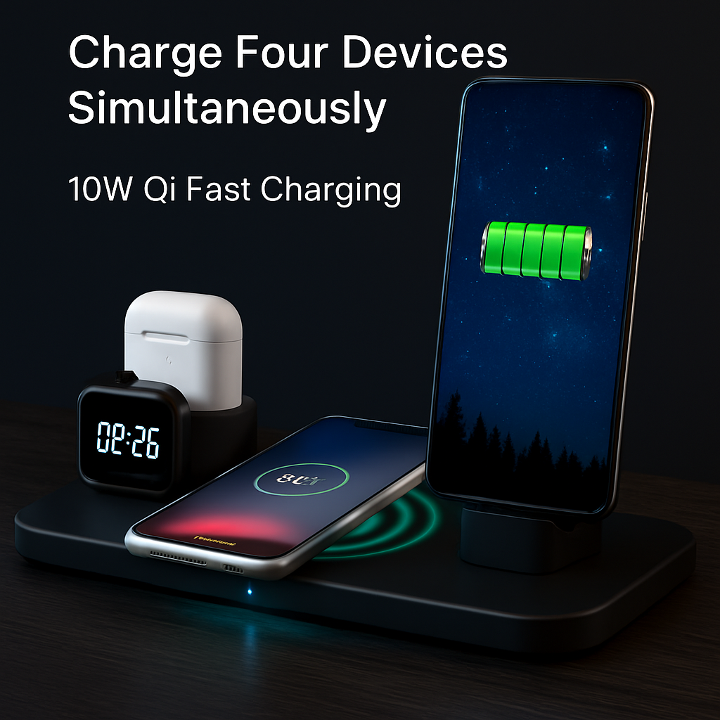 6-in-1 Qi Wireless Charger Station for iPhone & Watch