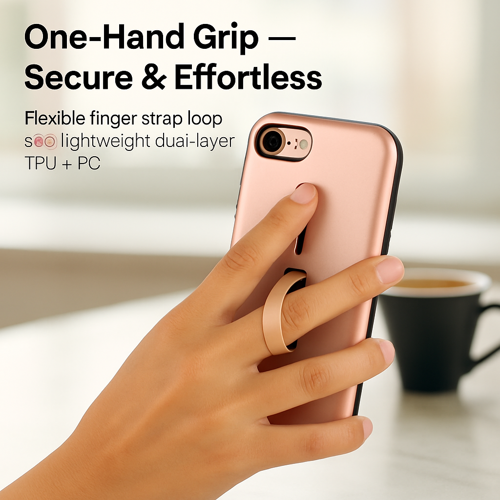 Finger Strap Phone Case with Kickstand for Secure Grip