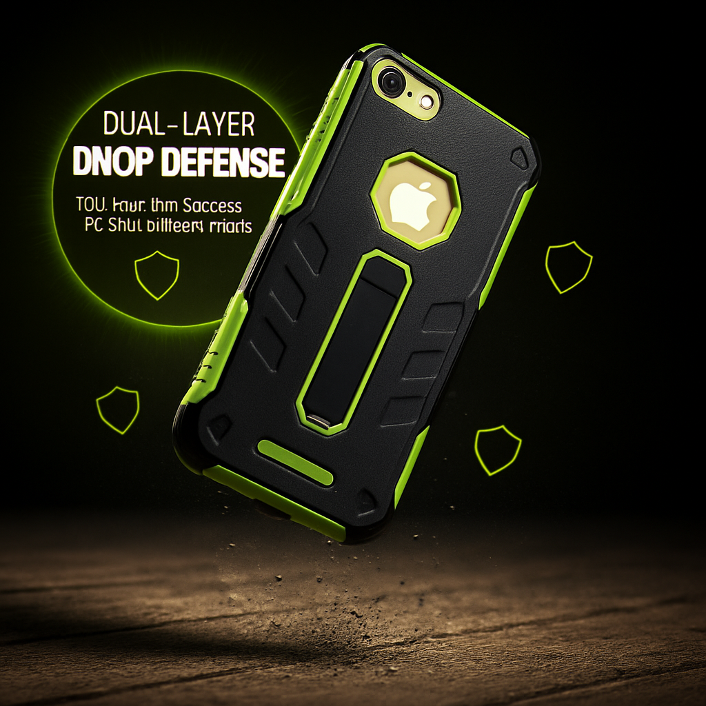 iPhone 8 Case with Kickstand - Green/Black