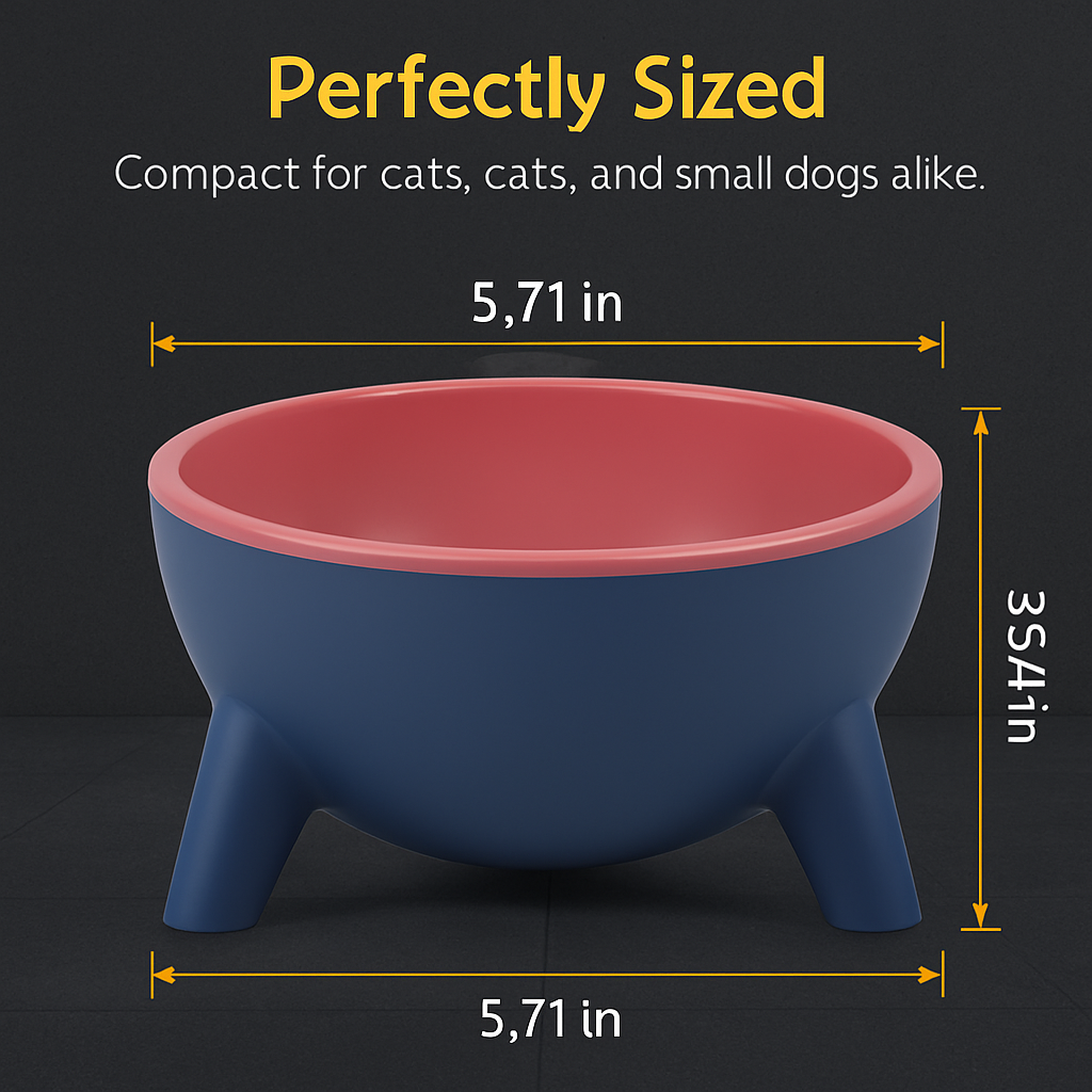 Raised Tilted Elevated Cat Food Bowl for Easy Eating