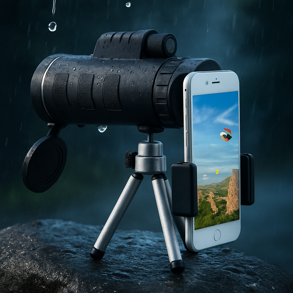 Monocular Telescope with Phone Holder and Tripod