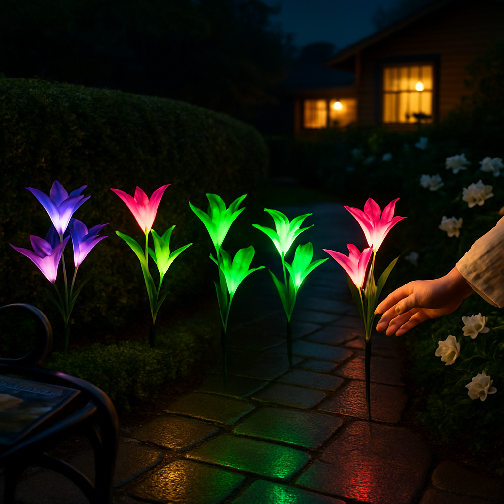 Lily Solar Garden Lights with Color-Changing LEDs